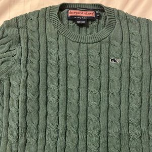 Vineyard Vines green boys cable knit sweater